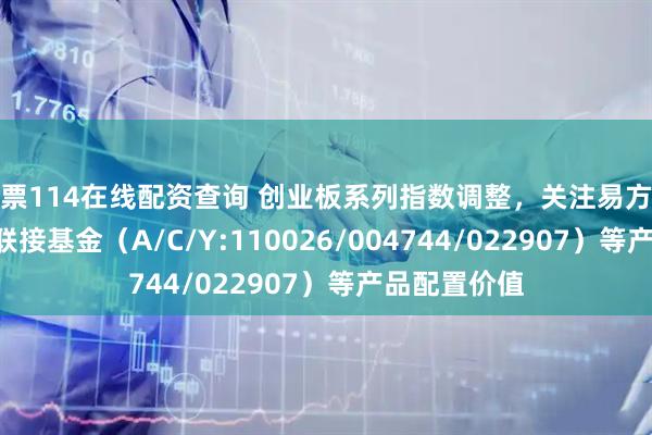 股票114在线配资查询 创业板系列指数调整，关注易方达创业板ETF联接基金（A/C/Y:110026/004744/022907）等产品配置价值