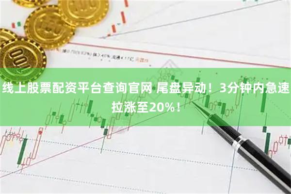 线上股票配资平台查询官网 尾盘异动！3分钟内急速拉涨至20%！